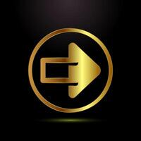 Arrow icon design, arrow symbol in gold color style vector