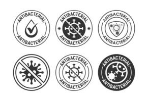 Antibacterial icon set design, Hygiene label symbol for product packaging black on white background vector