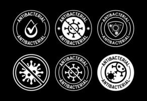 Antibacterial icon set design, Hygiene label symbol for product packaging white on black background vector
