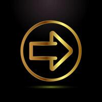 Arrow icon design, arrow sign symbol in gold color style vector