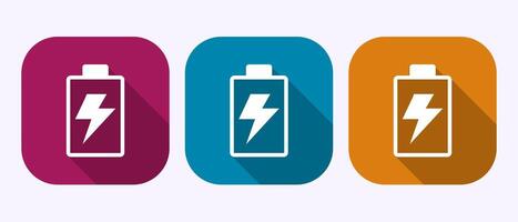 Battery icon illustration, Battery charging sign in shadow button design vector