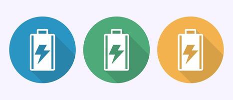 Battery icon design, Battery charging symbol in shadow button design vector
