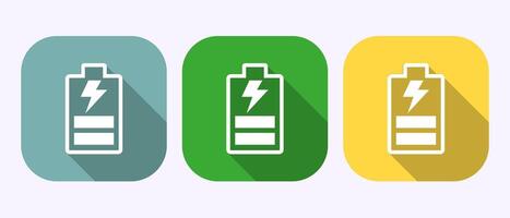 Battery icon, Battery charging sign in shadow button design vector