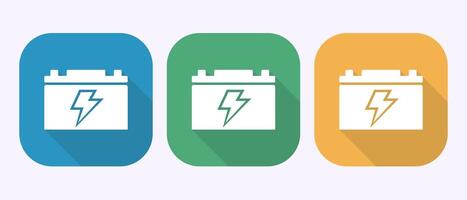 Battery icon design, Battery charging sign in shadow button design vector