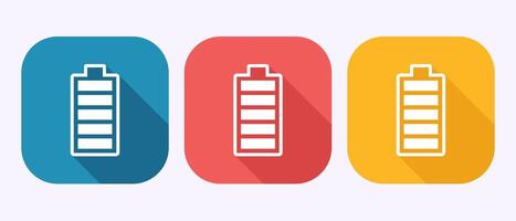 Battery icon design illustration, Battery charging symbol in shadow button design vector