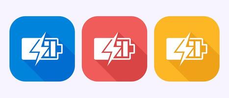 Battery icon, Battery charging sign and symbol in shadow button design vector