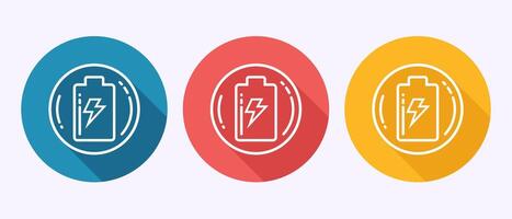 Battery icon design illustration, Battery charging sign in shadow button design vector