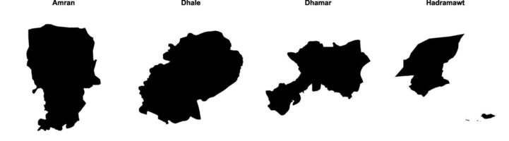 Amran, Dhale, Dhamar, Hadramawt outline maps vector