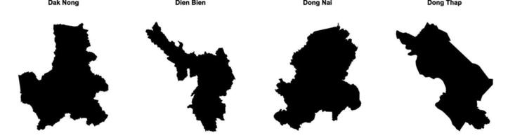 Dak Nong, Dien Bien, Dong Nai, Dong Thap outline maps vector