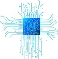 Artificial intelligence logos with circuit desigN vector