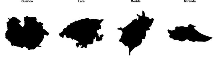 Guarico, Lara, Merida, Miranda outline maps vector