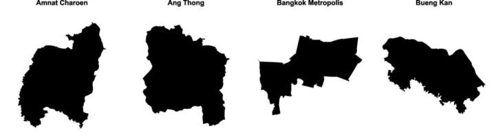 Amnat Charoen, Ang Thong, Bangkok Metropolis, Bueng Kan outline maps vector