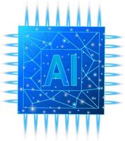 AI chip with glowing connections vector