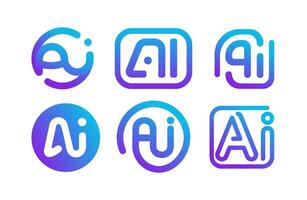 AI Logo Design Template Gradient Modern Tech Icon. Ideal For Modern App of Artificial Intelligence Branding, Innovative Startup Identity, App Icons, Trendy Futuristic Style. Illustration vector