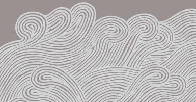 Hand drawn brush lines abstract waves pattern, Japanese and ethnic style ocean ripples background in gray, simple graphic for textile, carpet, decoration vector
