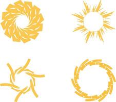 Geometric Yellow Spiral and Radiant Circle Set on White Background vector