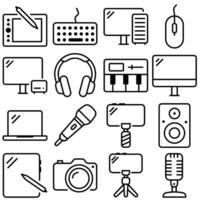 Creative Work Essentials Icon Set Outline Style vector