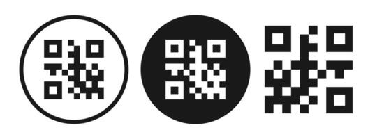Qr code black color set vector