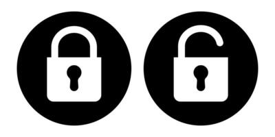Lock unlock icon set black color for design project vector