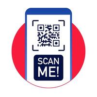 QR code scan me sticker color style vector