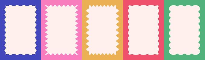 Cloudy wave curve edge border set vector