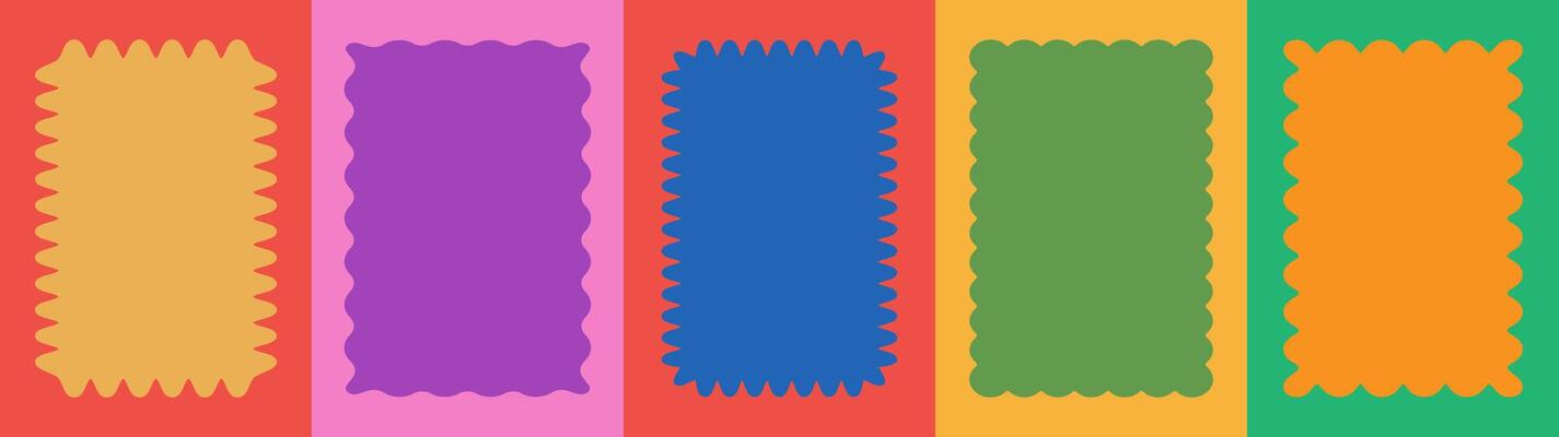 Wavy scalloped color rectangular frame set