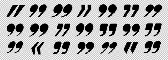 Quotation symbol set black color vector
