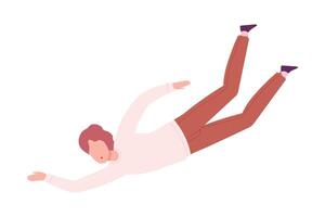Guy Floating in Imagination Dream, Young Man Flying in Dreams or Sky Flat Style Illustration vector