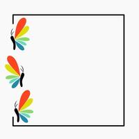 Rainbow color butterfly border square frame clipart vector