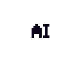 AI Y2K Pixel Logo Monogram Design For Tech, Chatbot, Virtual Assistant, Neural Network, SaaS, Smart Digital Tool. Perfect For Startup of Communication System and Automatisation. Illustration vector