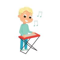 Funny Boy Standing and Playing Keyboard Illustration vector