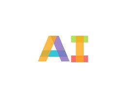 AI Color Blocky Logo Monogram Design For Tech, Chatbot, Virtual Assistant, Neural Network, SaaS, Smart Digital Tool For Startup of Communication System and Automatisation. Illustration. vector