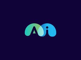 AI Logo Overlay Balls Monogram Design For Tech, Chatbot, Virtual Assistant, Neural Network, SaaS, Smart Digital Tool For Startup of Communication System and Automatisation. Illustration vector