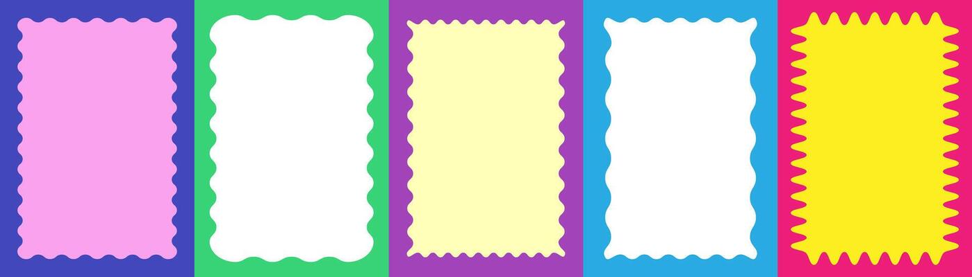 Wavy scalloped colorful rectangular frame