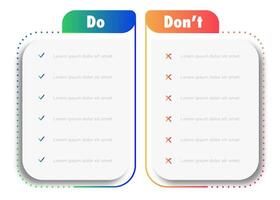 Do and dont card template modern style vector