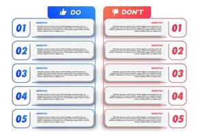 Do and dont infographic design template trendy color vector