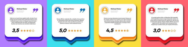 Feedback box set 3D color style vector