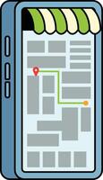 Delivery route on mobile map screen illustration vector