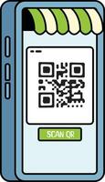 Mobile QR code payment screen illustration vector