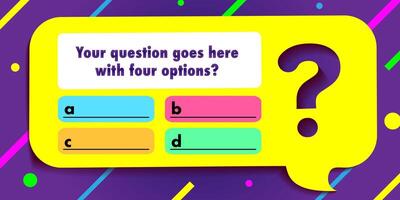 Quiz game menu template color style vector