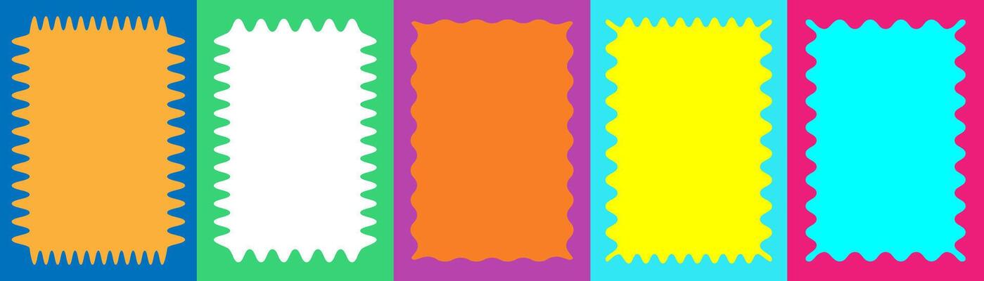 Wavy scalloped color rectangular frame