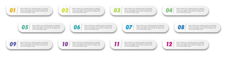 Bullet numbers from 1 to 12 list markers for design project vector