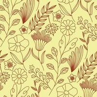 Hand-drawn floral and botanical pattern background illustration for invitations and greeting cards vector