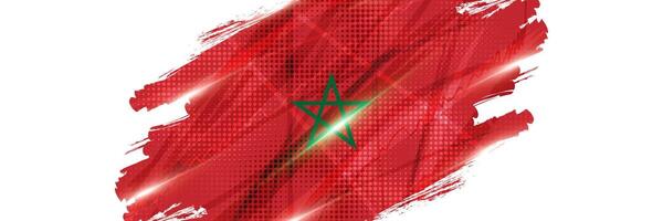 Morocco Flag with Brush Paint Style and Halftone Effect vector