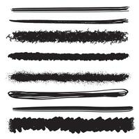 Grunge Abstract Black Strokes, Graphic Black Drawing, Design Elements Isolated on White Background. vector