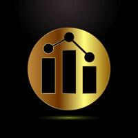 Bar chart icon illustration, Graph logo, Growth symbol in gold color style vector