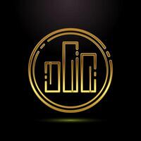 Bar chart icon design illustration, Graph logo, Growth symbol in gold color style vector