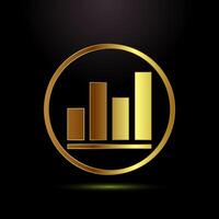 Bar chart icon design, Graph logo, Growth sign in gold color style vector