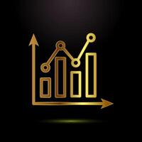 Bar chart icon design illustration, Graph logo, Growth sign in gold color style vector