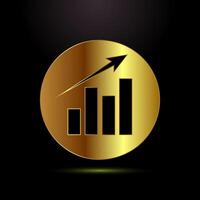Bar chart icon illustration, Graph logo, Growth sign symbol in gold color style vector